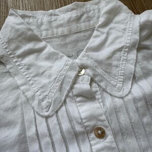 White Button-Up Shirt with Pleated Design
